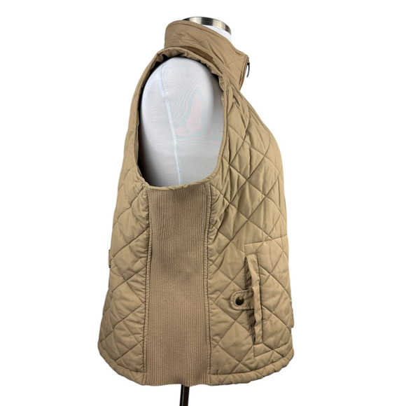 Lauren Ralph Lauren Quilted Vest Tan Zip Ribbed Sides Puffer Womens Plus Size 2X - Picture 10 of 16